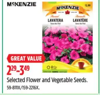 Canadian Tire MSKENZIE Selected Flower and Vegetable Seeds offer
