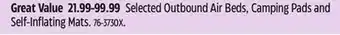 Canadian Tire Selected Outbound Air Beds, Camping Pads and Self-Inflating Mats offer