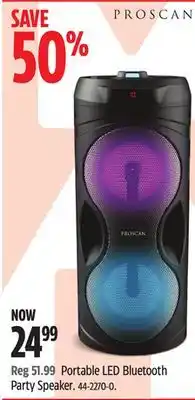 Canadian Tire Proscan Portable LED Bluetooth Party Speaker offer