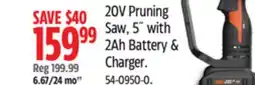 Canadian Tire WORX 20V Pruning Saw offer