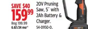 Canadian Tire WORX 20V Pruning Saw offer