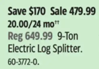 Canadian Tire Yardworks Electric Log Splitter offer