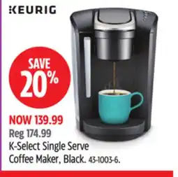 Canadian Tire Keurig K-Select Single Serve Coffee Maker offer