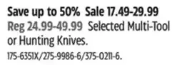 Canadian Tire Outbound Selected Multi-Tool or Hunting Knives offer