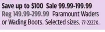 Canadian Tire Paramount Waders or Wading Boots offer