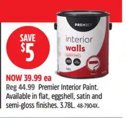 Canadian Tire Premier Interior Paint. Available in flat, eggshell, satin and semi-gloss finishes offer
