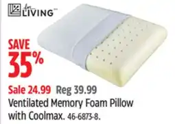 Canadian Tire For Living Ventilated Memory Foam Pillow with Coolmax offer