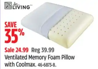 Canadian Tire For Living Ventilated Memory Foam Pillow with Coolmax offer