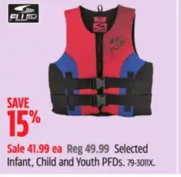 Canadian Tire Selected Infant, Child and Youth PFDs offer