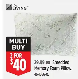 Canadian Tire Living Shredded Memory Foam Pillow offer