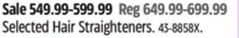 Canadian Tire dyson Selected Hair Straighteners offer