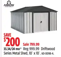 Canadian Tire Arrow Driftwood Series Metal Shed offer