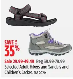 Canadian Tire Outbound Selected Adult Hikers and Sandals and Children's Jacket offer