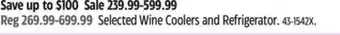 Canadian Tire Frigidaire Selected Wine Coolers and Refrigerator offer