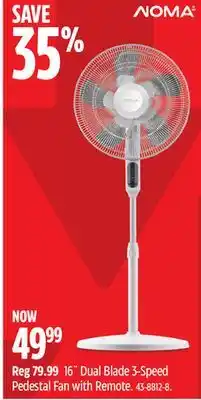 Canadian Tire Noma 16˝ Dual Blade 3-Speed Pedestal Fan with Remote offer