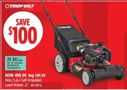 Canadian Tire Troy-Bilt 163cc 3-in-1 Self-Propelled Lawn Mower, 21˝ offer