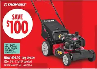Canadian Tire Troy-Bilt 163cc 3-in-1 Self-Propelled Lawn Mower, 21˝ offer