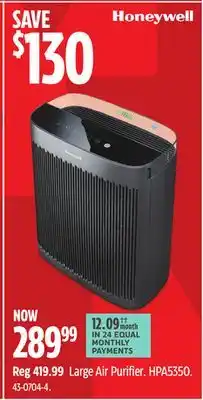 Canadian Tire Honeywell Large Air Purifier. HPA5350 offer
