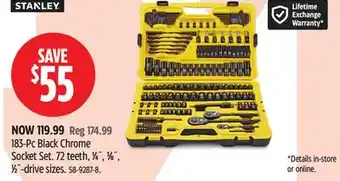 Canadian Tire STANLEY 183-Pc Black Chrome Socket Set offer