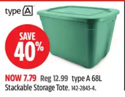 Canadian Tire type A 68L Stackable Storage Tote offer