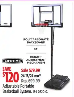 Canadian Tire Lifetime Adjustable Portable Basketball System offer