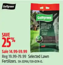Canadian Tire Golfgreen Selected Lawn Fertilizers offer