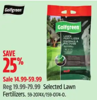 Canadian Tire Golfgreen Selected Lawn Fertilizers offer