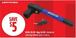 Canadian Tire Certified Universal Steering Wheel Lock offer