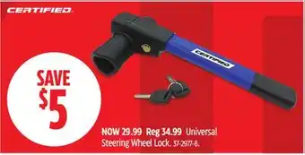 Canadian Tire Certified Universal Steering Wheel Lock offer