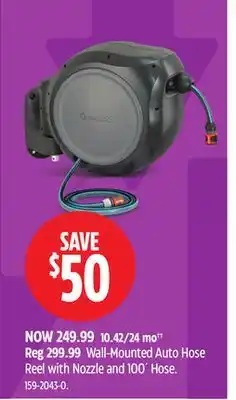 Canadian Tire Gardena Wall-Mounted Auto Hose Reel with Nozzle and 100´ Hose offer