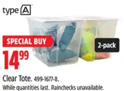 Canadian Tire TYPE A Clear Tote offer