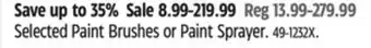 Canadian Tire Selected Paint Brushes or Paint Sprayer offer