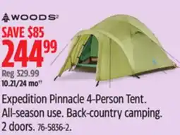 Canadian Tire Woods Expedition Pinnacle 4-Person Tent. All-season use. Back-country camping offer