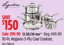 Canadian Tire Lagostina 10-Pc Atigiano 3-Ply Clad Cookset offer