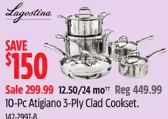 Canadian Tire Lagostina 10-Pc Atigiano 3-Ply Clad Cookset offer