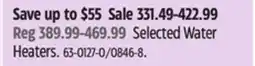 Canadian Tire Space saver Selected Water Heaters offer