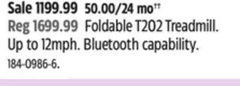 Canadian Tire Horizon Foldable T202 Treadmill offer