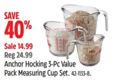 Canadian Tire Anchor Hocking 3-Pc Value Pack Measuring Cup Set offer