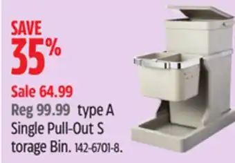 Canadian Tire type A Single Pull-Out S torage Bin offer