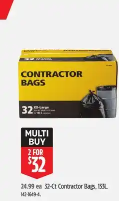 Canadian Tire 32-Ct Contractor Bags offer