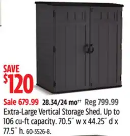 Canadian Tire Suncast Extra-Large Vertical Storage Shed offer