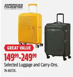 Canadian Tire AMERICAN TOURISTER Selected Luggage and Carry-Ons offer