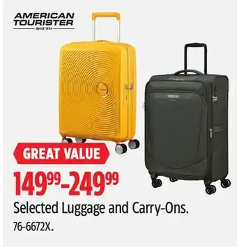 Canadian Tire AMERICAN TOURISTER Selected Luggage and Carry-Ons offer