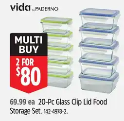 Canadian Tire Vida 20-Pc Glass Clip Lid Food Storage Set offer