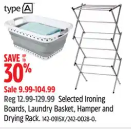 Canadian Tire TYPE A Selected Ironing Boards, Laundry Basket, Hamper and Drying Rack offer