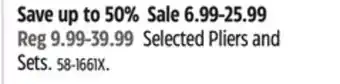 Canadian Tire Mastercraft Selected Pliers and Sets offer