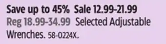 Canadian Tire Maximum Selected Adjustable Wrenches offer