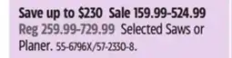 Canadian Tire MAXIMUM Selected Saws or Planer offer