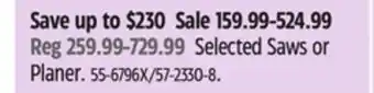 Canadian Tire MAXIMUM Selected Saws or Planer offer