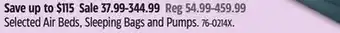 Canadian Tire Coleman Selected Air Beds, Sleeping Bags and Pumps offer